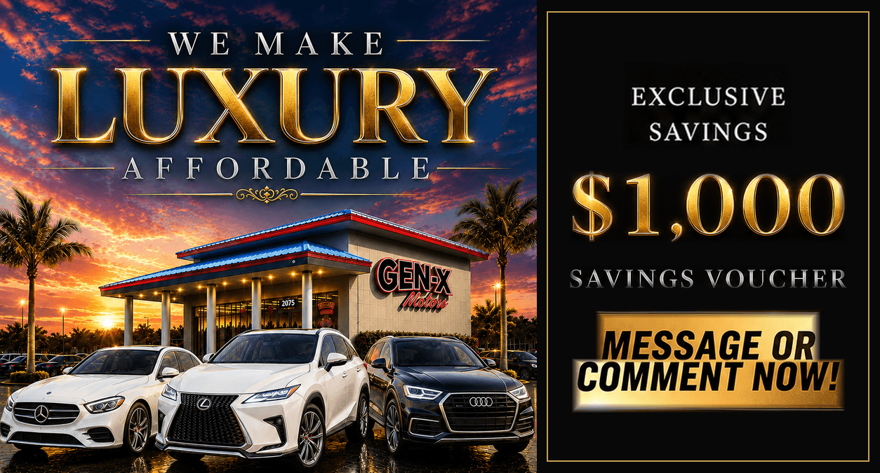 Customer-supplied luxury campaign with a $1,000 savings voucher and Message or Comment Now button