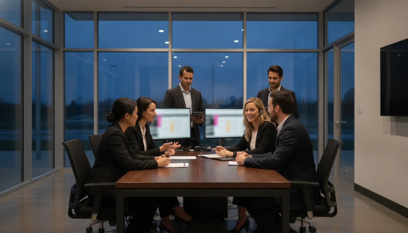 Dealership team coordinating a Messenger lead workflow