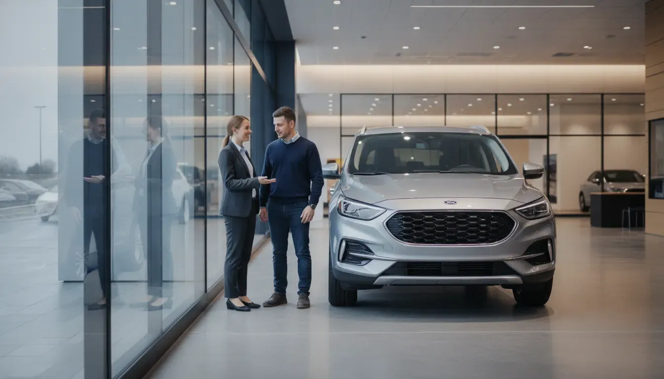 Dealership customer engagement specialist preparing a helpful shopper follow-up