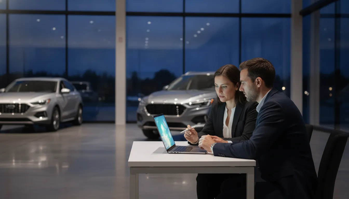 Automotive dealership team coordinating customer conversations and appointments